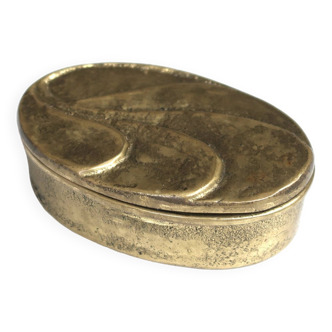 Boîte à bijoux ovale en laiton, années 70