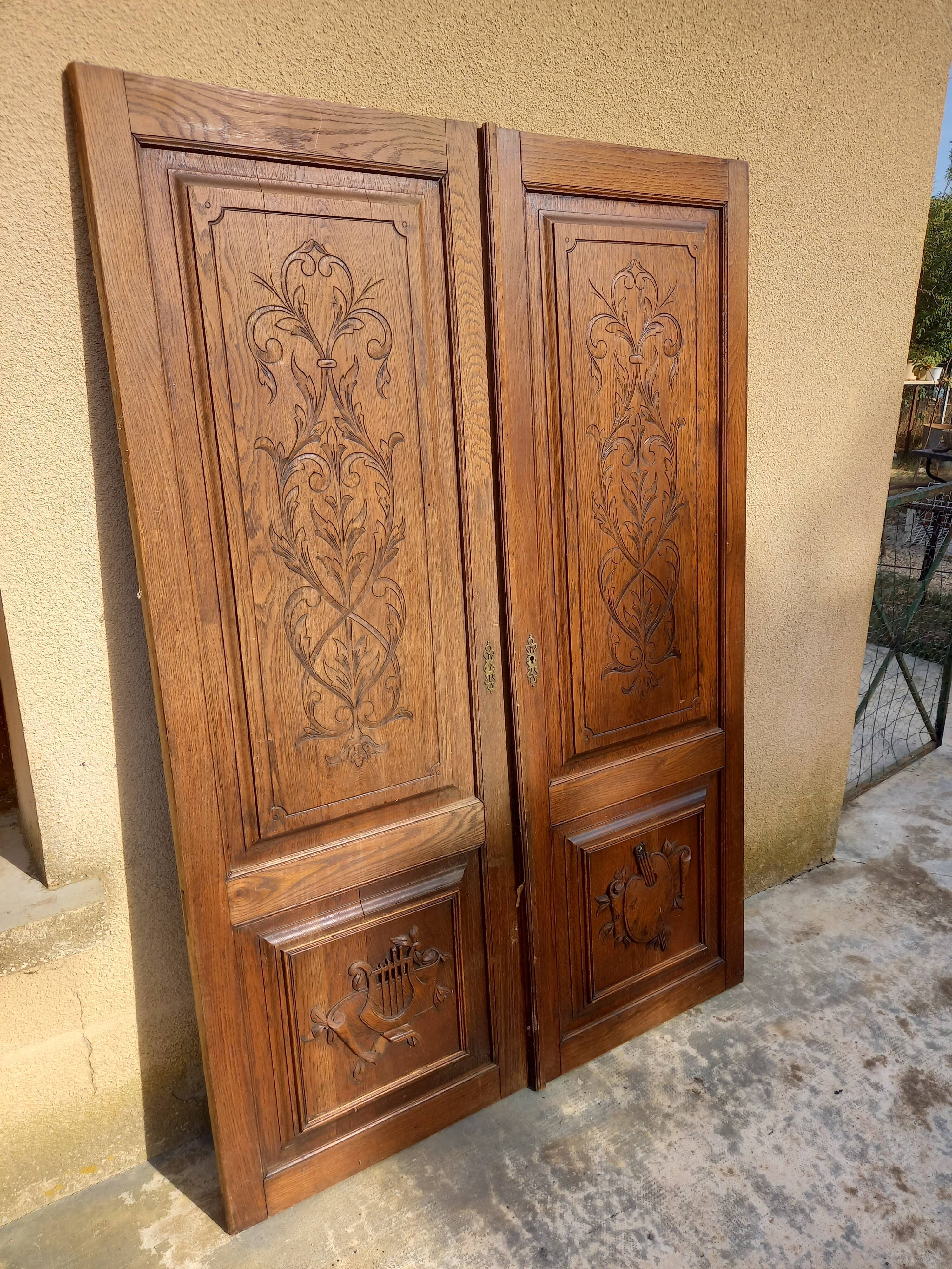 Paire de portes d'armoire en chêne