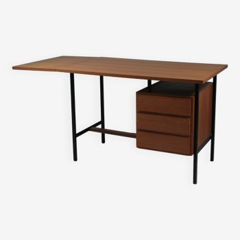 French modernist desk in wood and metal, 1950s