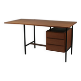 French modernist desk in wood and metal, 1950s
