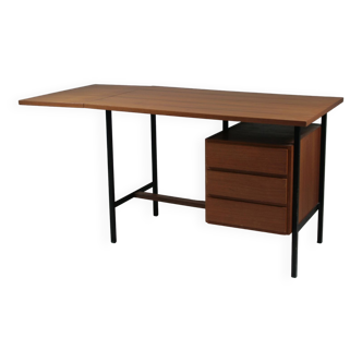 French modernist desk in wood and metal, 1950s