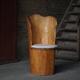 Fauteuil Brutaliste en Tronc en Pin Massif & Bouclé, Moderne du Milieu du Siècle Suédois, Années 1970