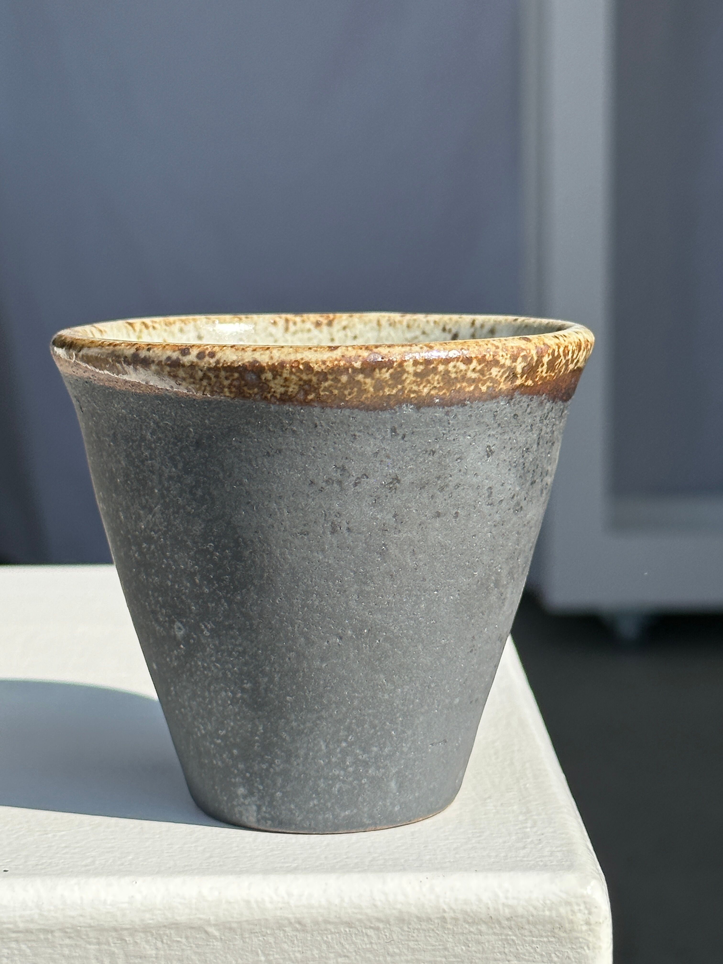 Set of 3 cups / mug in Indonesian ceramic (black, matte brown & speckled glazed)