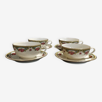 Tasses à thé série de quatre porcelaine de Limoges