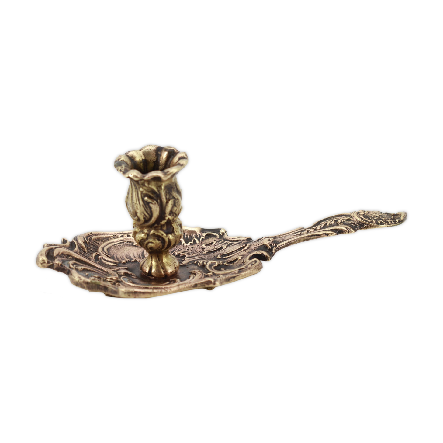 Old brass hand candle holder