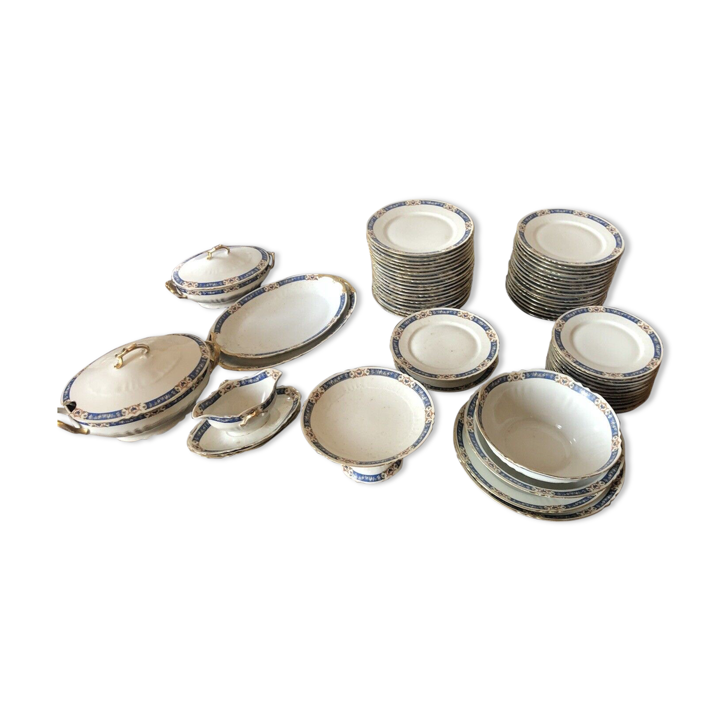 Full service 74 pieces Limoges porcelain vintage art deco