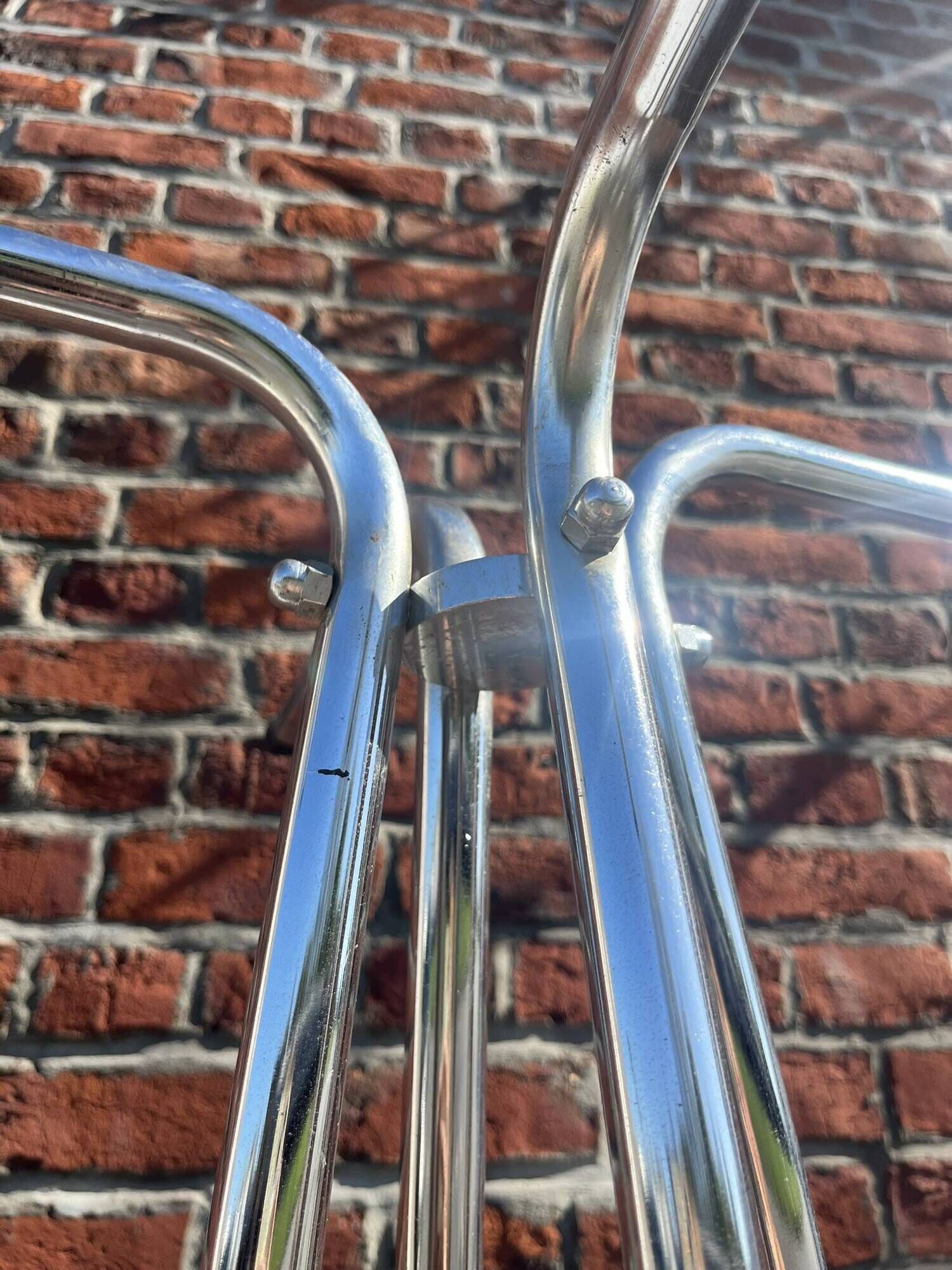 Large vintage chrome metal coat rack, Tubax style.