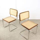 Pair of vintage Cesca B32 brown chairs by Marcel Breuer