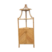 Vintage rattan corner shelf cabinet from the 60s