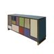 Mid-Century Modern Style Wood Colored Glass and Brass Italian Sideboard