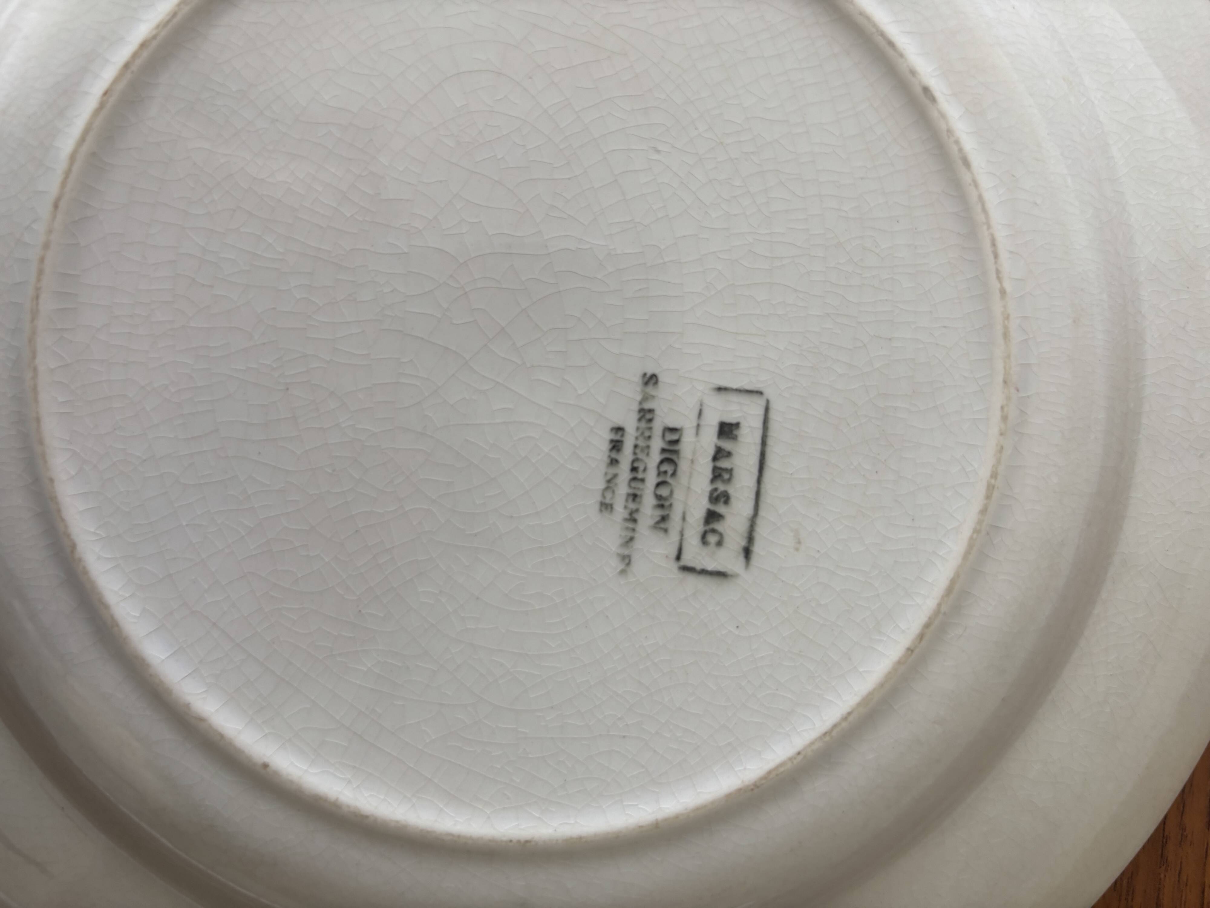 Set of 6 flat plates Digoin Sarreguemines Marsac • Vintage tableware