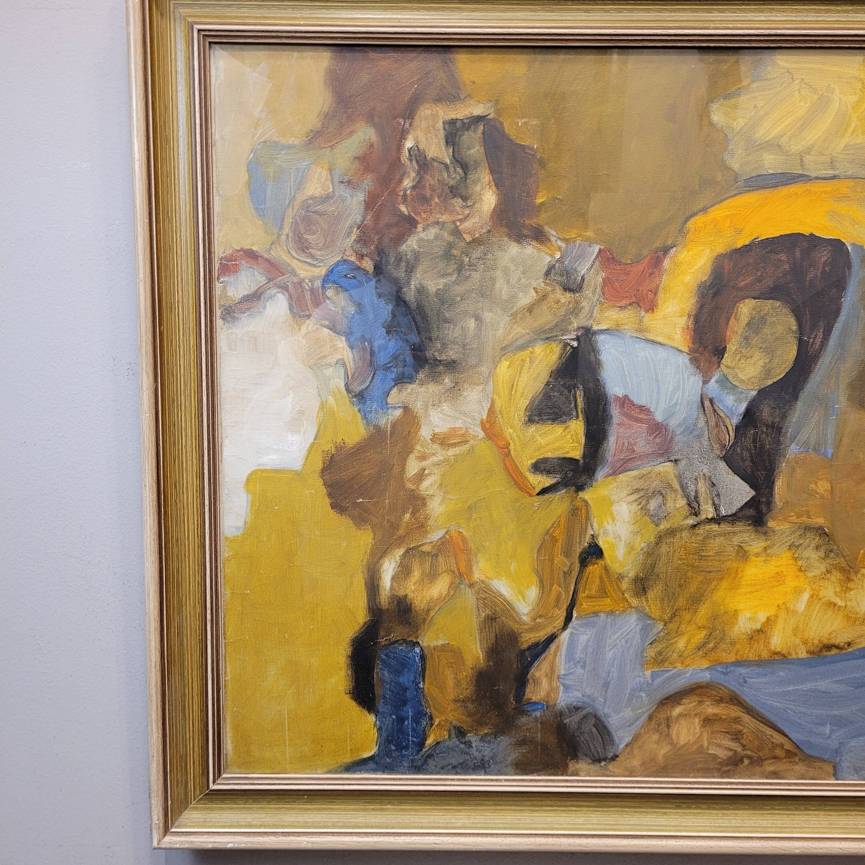 Huile sur toile “Composition abstraite”, Yves Frangeul, 1964 - France