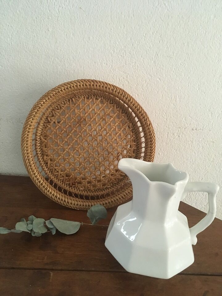 Canning basket and 70s rattan