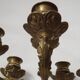 Pair Early 20th Century Rococo Revival Brass 5 Light Candle Wall Sconces