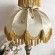 56 cm retro lamp in silver metal with fringed lampshade