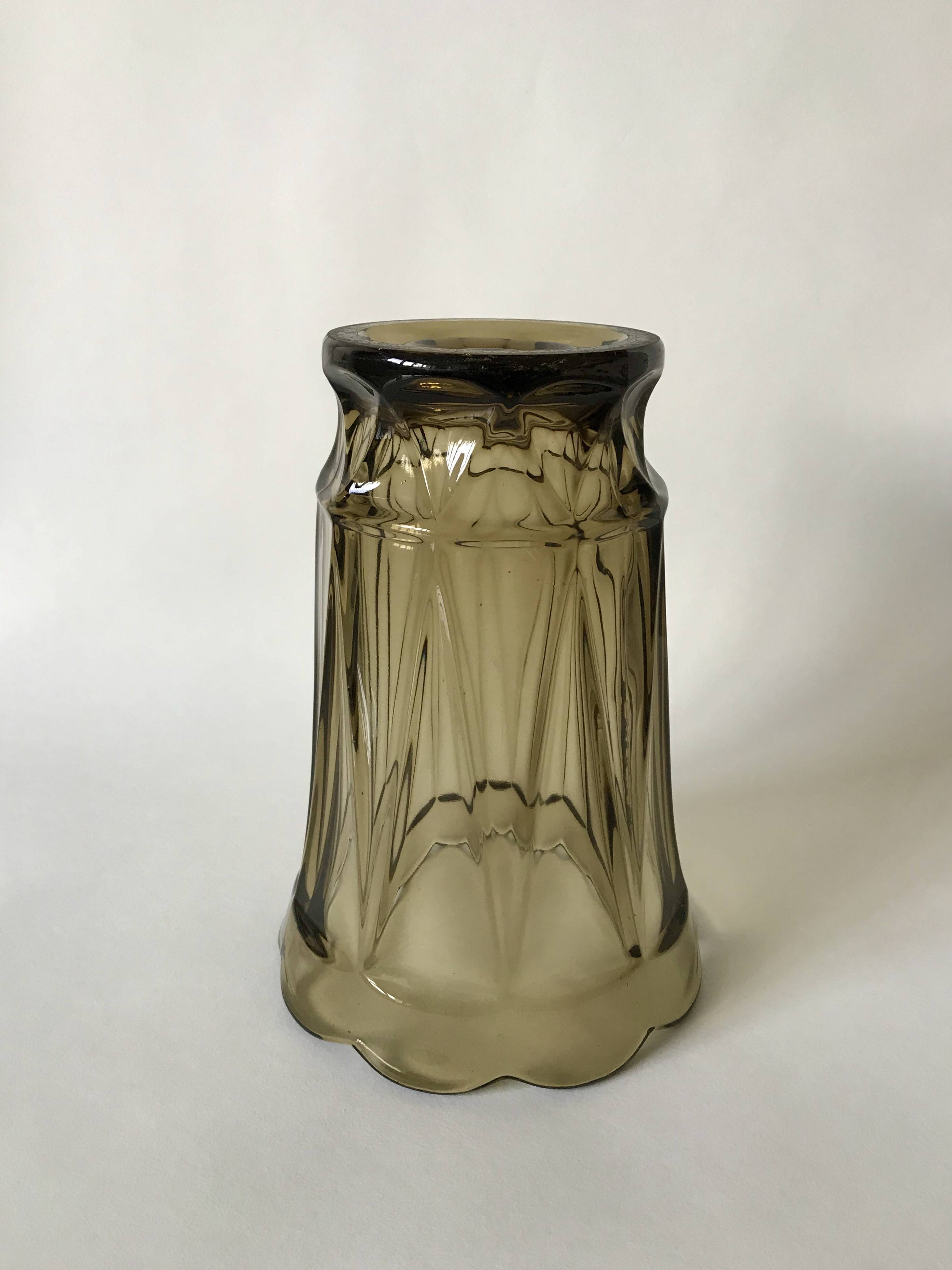 Large smoked glass vase from the 70s