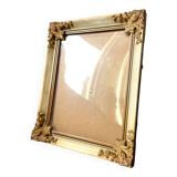 Antique wooden frame with metal gold colored details 28 cm x 22 cm convex glass