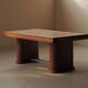 Art Deco table in oak and walnut with marquetry decoration, circa 1940.