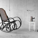 Black rocking chair in curved wood, years 50