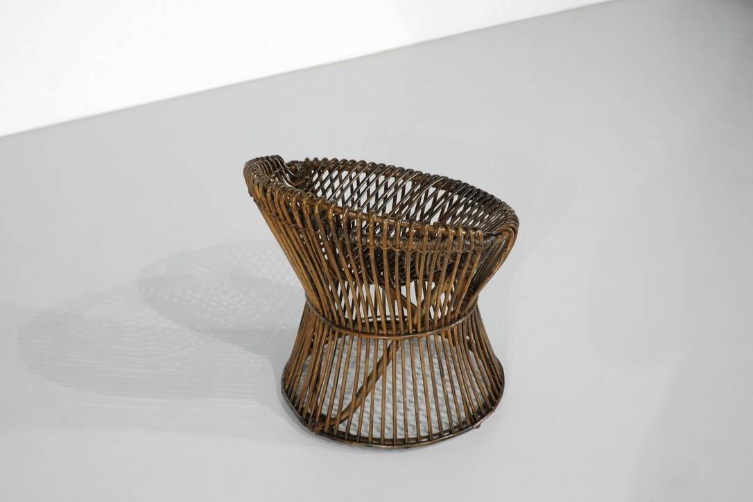 Rattan stool, Italy, 1960s.