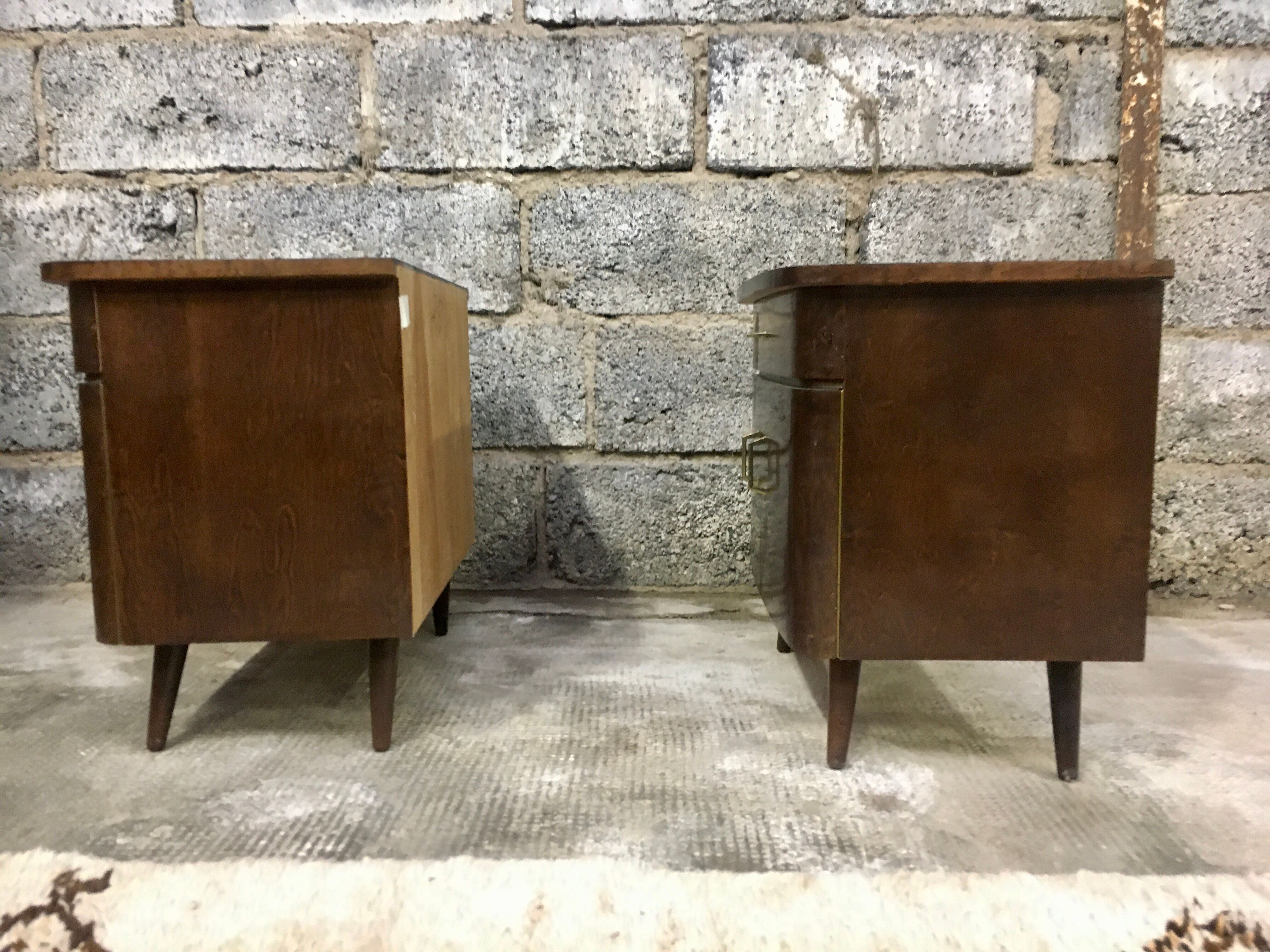 pair of night tables feet compass bedside end of vintage sofa old 1950 1960 retro selency