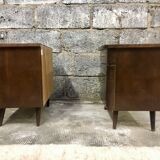 Pair of night tables feet compass bedside end of vintage sofa old 1950 1960 retro