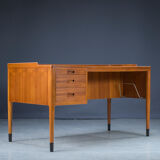 Asymmetrical Mid-Century Teak Desk with Bar, 1960s