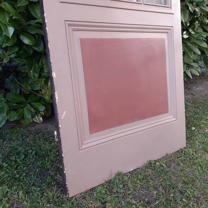 Old moulded glass communication door 221x83cm 15 small panes
