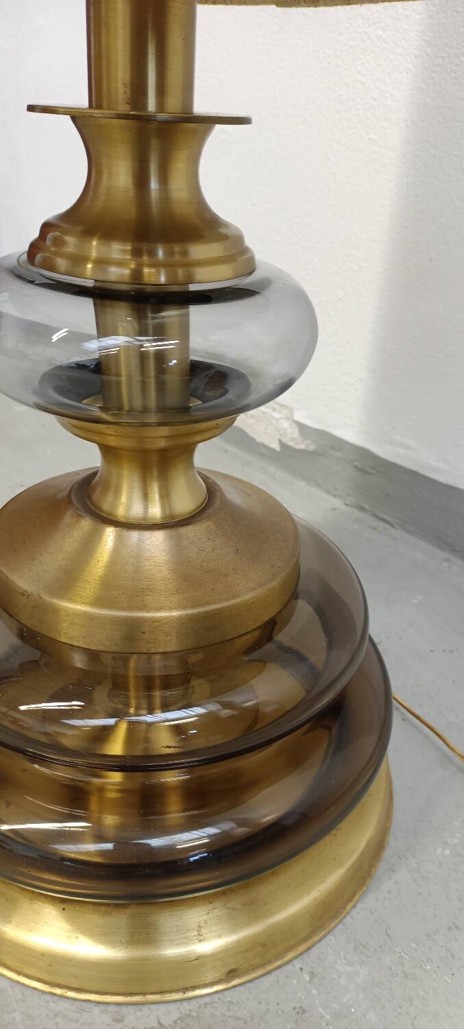 Glass and brass floor lamp