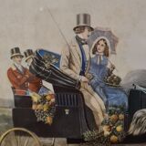 Old painting carriage frame and glass