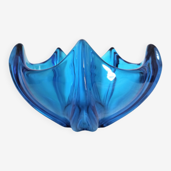 Vase Art Déco en cristal de couleur bleu électrique