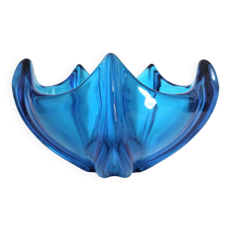 Vase Art Déco en cristal de couleur bleu électrique
