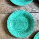 Set of 6 vintage green earthenware plates