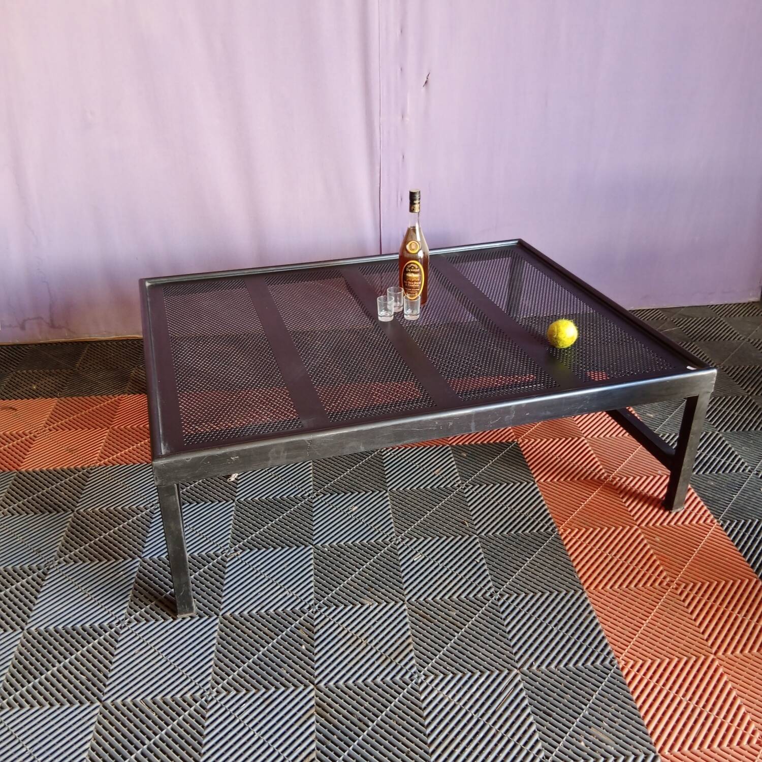 Large industrial metal coffee table