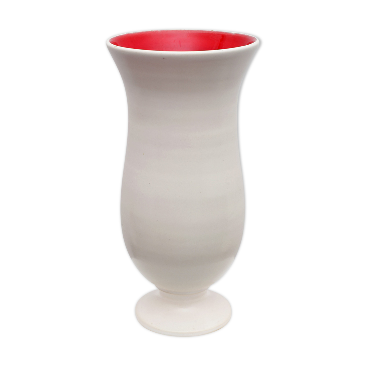 Red interior white ceramic vase