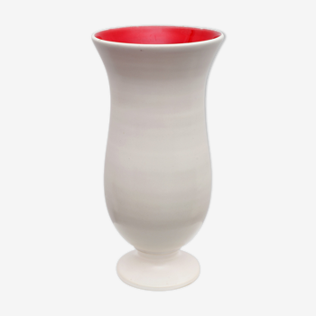 Vase céramique blanc intérieur rouge