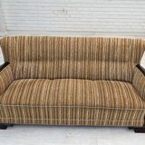 1960s, Danish 3-seater sofa, original, brown furniture wool, beech wood.