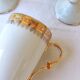 6 tall cups - Empire style - white and gold Limoges porcelain