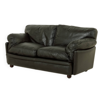 Poppy 2-seater leather sofa by Tito Agnoli for Poltrona Frau, 1970s