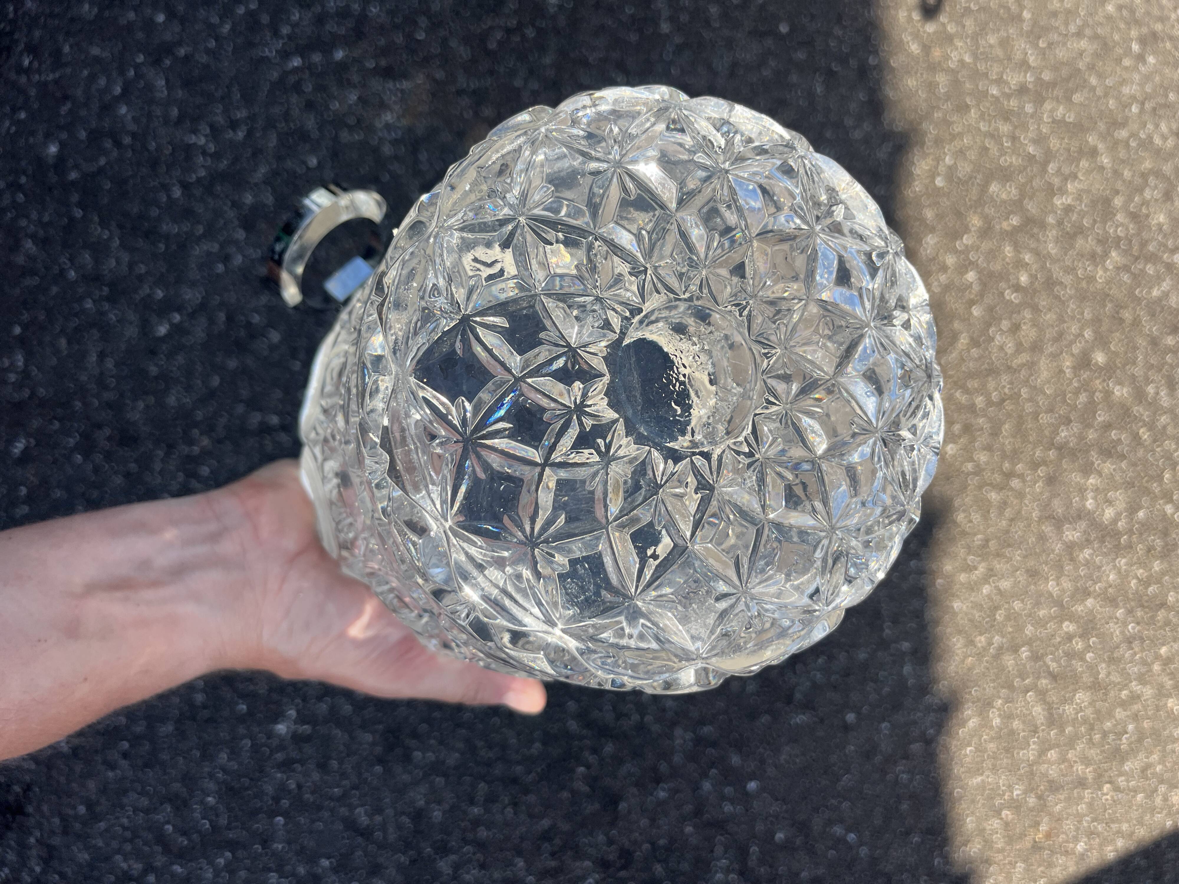 Large vintage crystal and silver-plated champagne bucket
