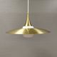 Hanging lamp, from the 1970s in matte white glass and brass colored metal.