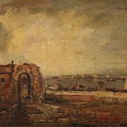 Peinture à l'huile sur toile d'un paysage marin italien
