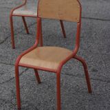 Chaises d’école vintage orange et métal