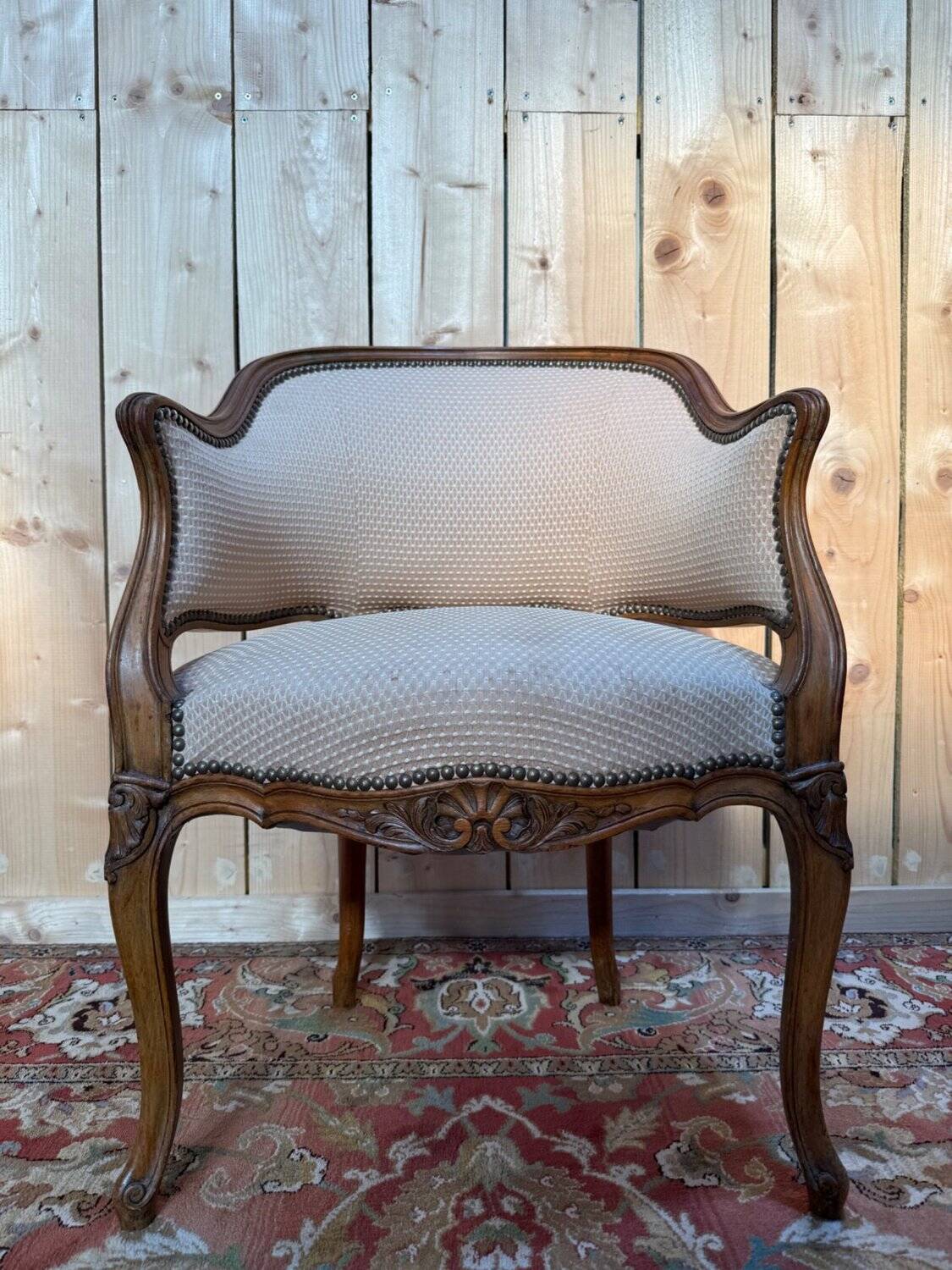 Office chair in wicker – Louis XV style – Walnut – 19th century