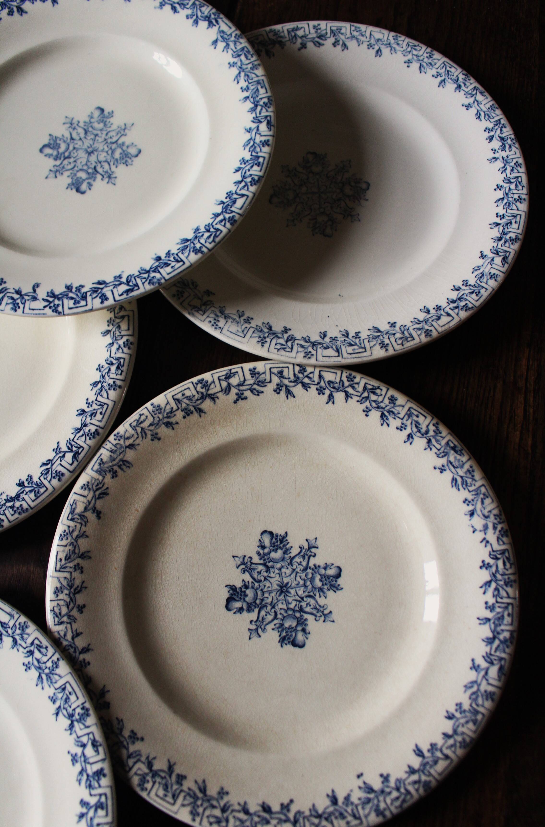 A set of 6 flat plates Terre de Fer blue Clairefontaine Grec