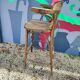 Curved wooden bar stool