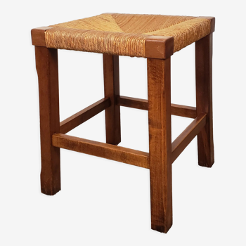 Tabouret bois et paille