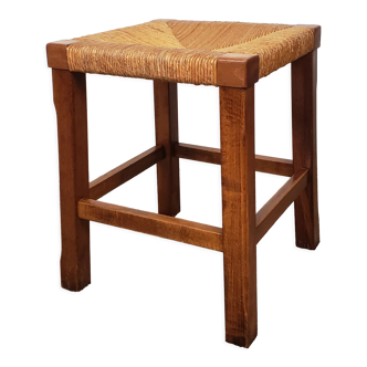 Wooden and straw stool