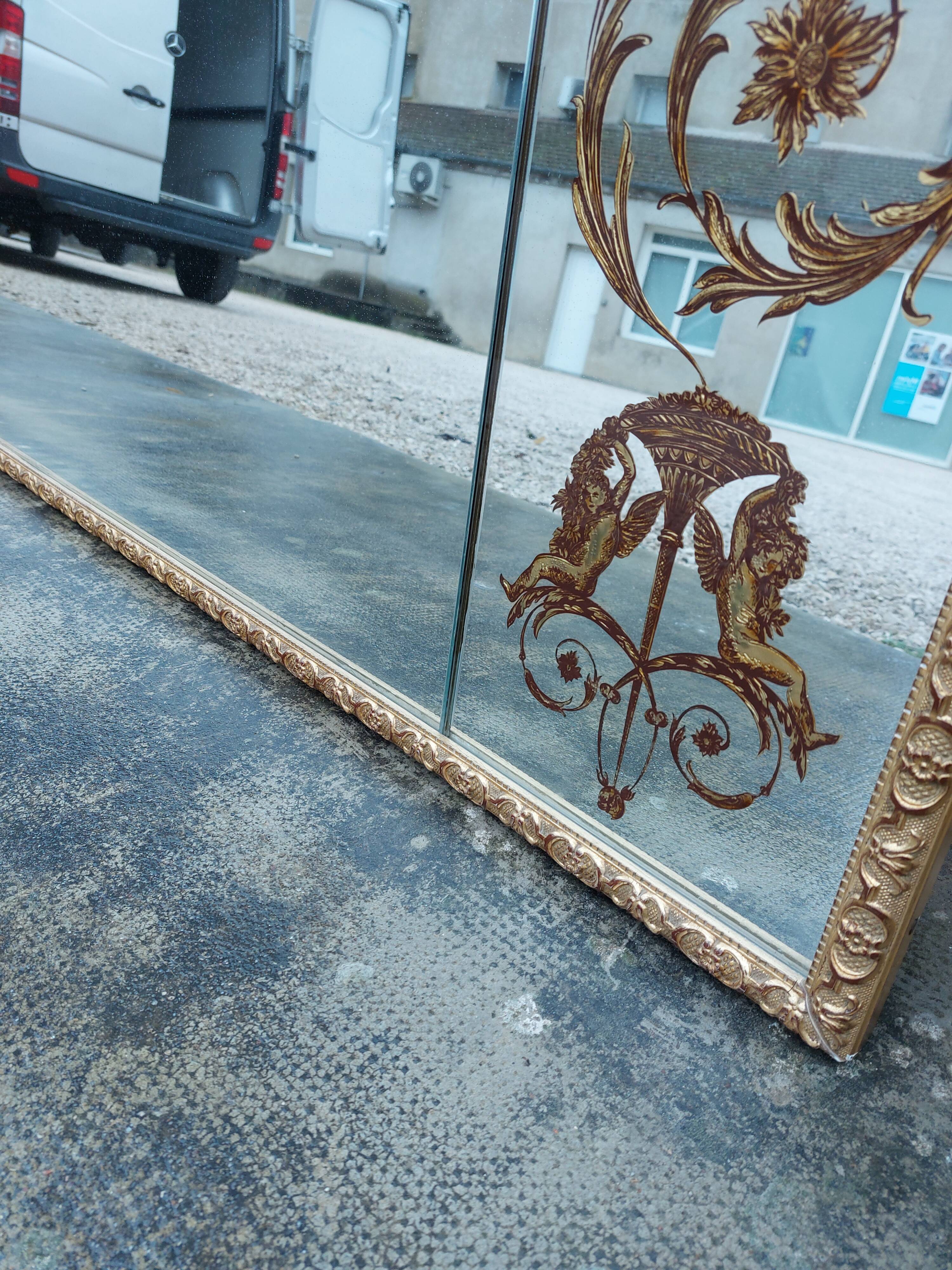 Venetian Mirror Art Deco brasserie bistro in eglomerized glass 204x105cm