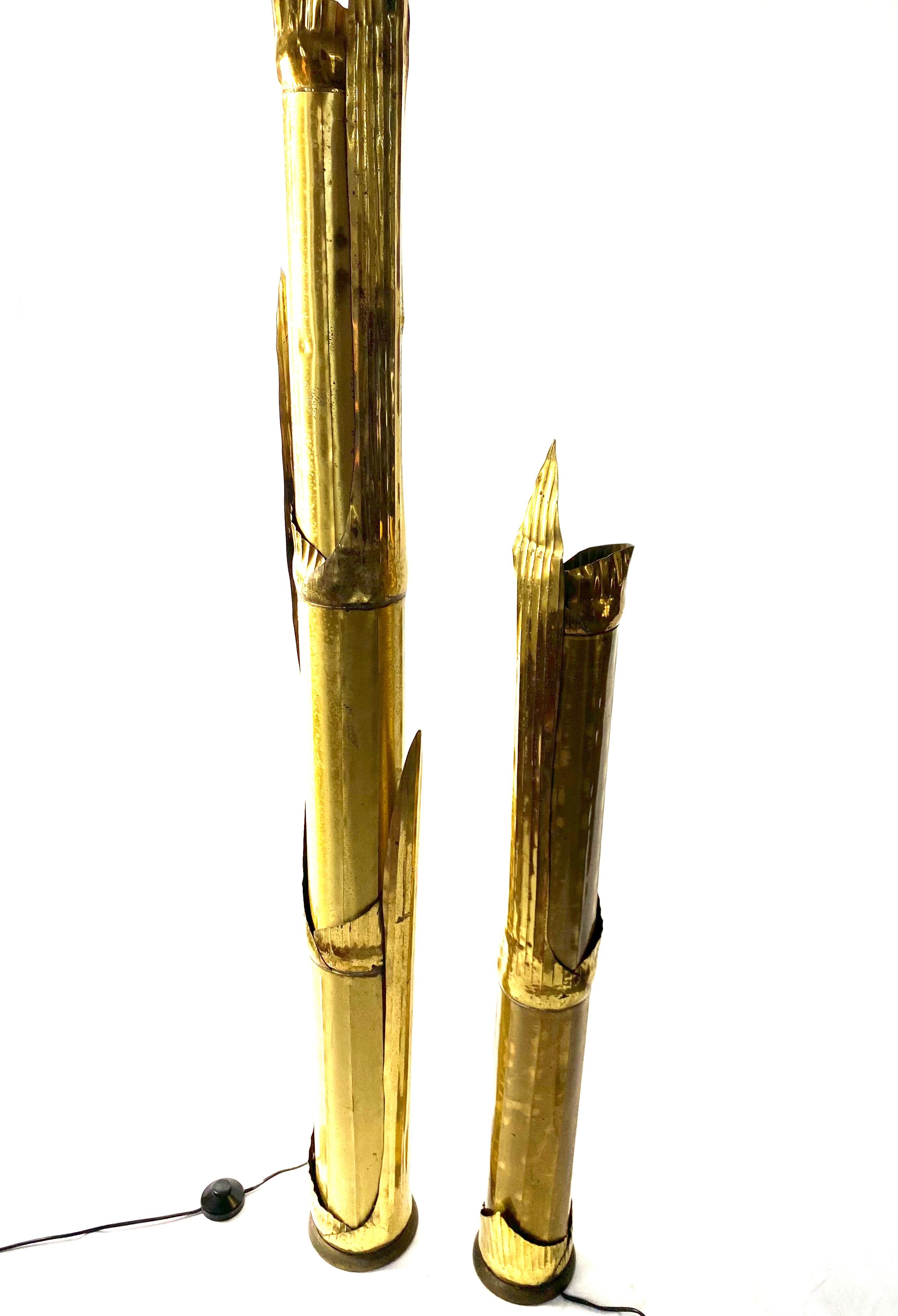 Pair of lampposts "Canna di Bambù" created by G&C studio and Disegno Rome, Italy, 1970